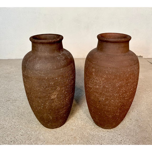 Large Handcrafted Amphora-Shaped Terracotta Ceramic Floor Vases, Germany 1950s, Set of 2 For Sale - Image 12 of 18