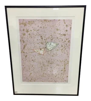 Framed Ron Davis Aquatint Etching Titled Pyramid and Cube