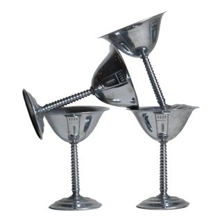 Mid Century Aluminum Dessert Coupes, Set of Four For Sale