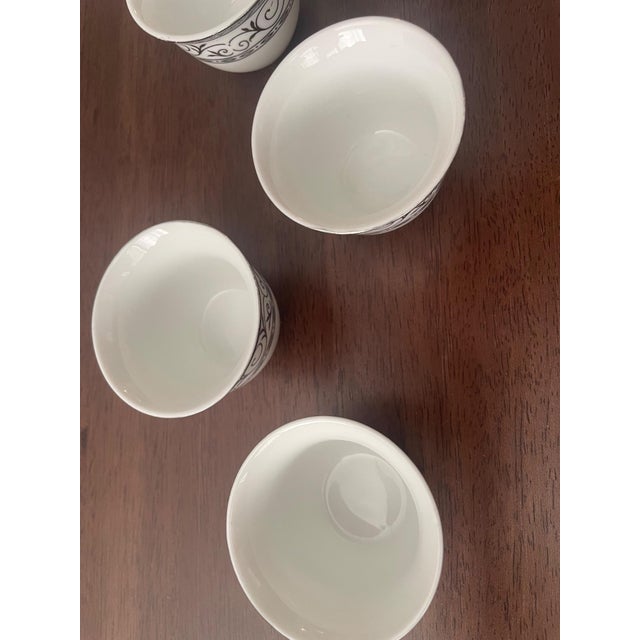 White 1990s Set of 5 German Fine Porcelain Demitasse Cups Gray Scroll Pattern For Sale - Image 8 of 8