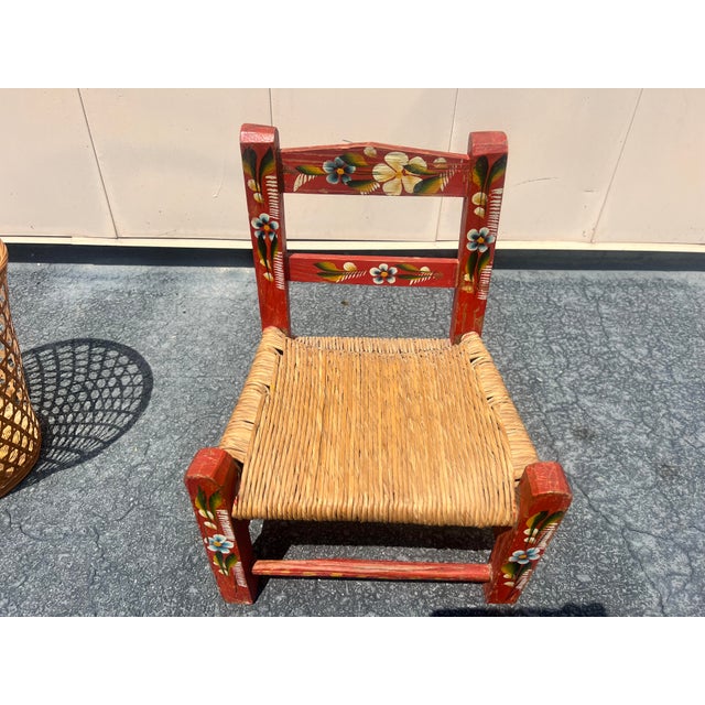 Vintage Mexican Folk Art Children’s Chair For Sale - Image 4 of 11