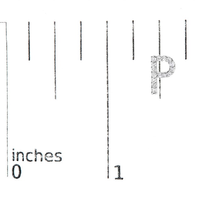 Early 21st Century 10K White Gold 1/10 Cttw Diamond 'P' Initial Stud Earring For Sale - Image 5 of 5