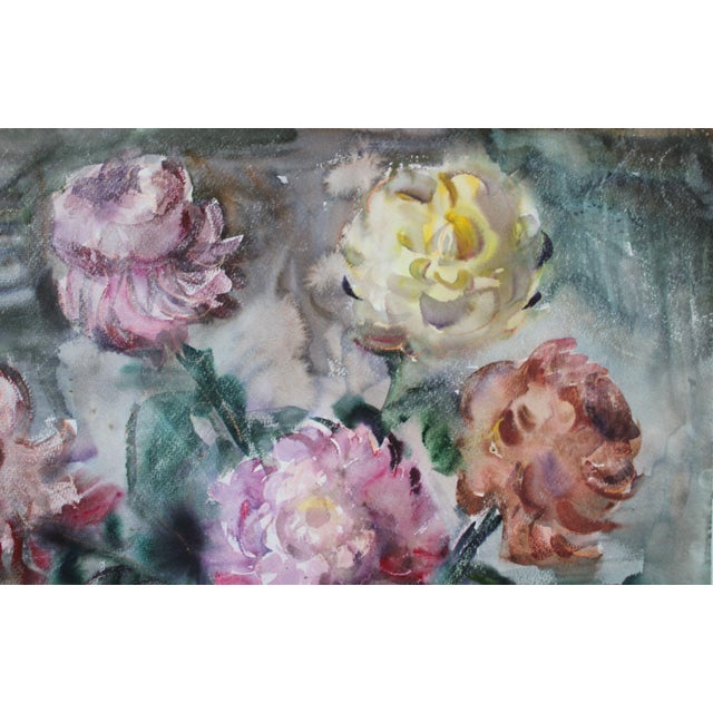 Dzidra Bauma, Chrysanthemums, 1985, Watercolor For Sale - Image 3 of 6