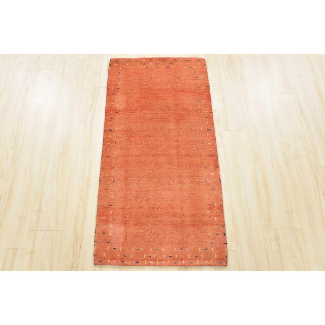 Contemporary Gabbeh Rug 2’3” X 4’6” Rust Wool Contemporary Hand-Knotted Carpet For Sale - Image 3 of 13