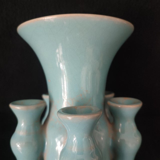 Art Deco Chinese Ceramic Vase,Ru Ware Celadon Glaze Porcelain Vase For Sale - Image 3 of 9