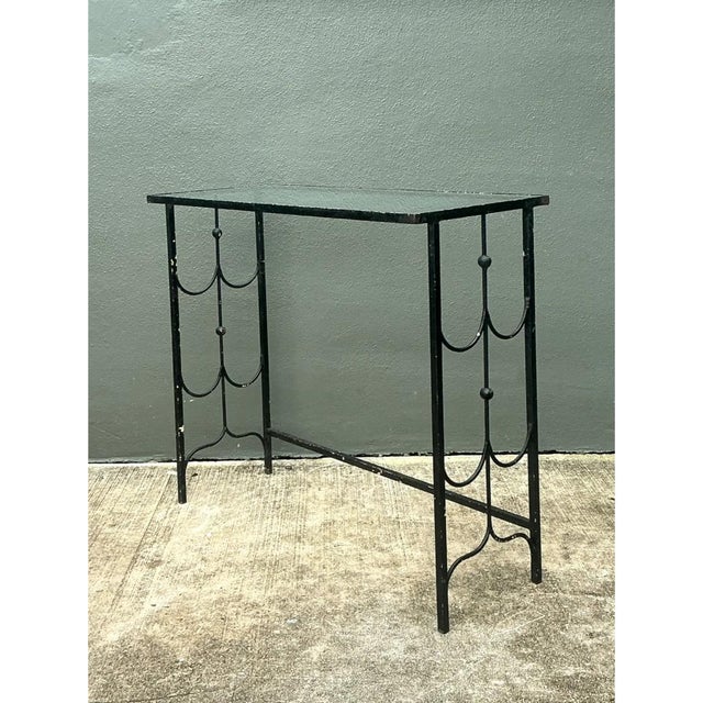 Vintage Iron and Glass Console Table For Sale - Image 11 of 12
