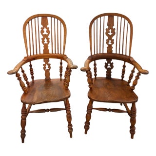 Mid 19th Century Yorkshire Windsor Arm Chairs - a Pair For Sale