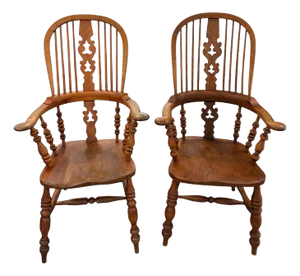 Mid 19th Century Yorkshire Windsor Arm Chairs - a Pair