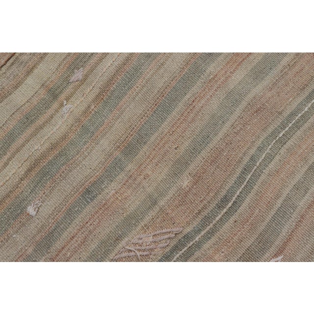 Vintage Turkish Kilim Rug With Soft Pastel Stripes and Earthy Tones 4'11" X7'7" For Sale - Image 10 of 10