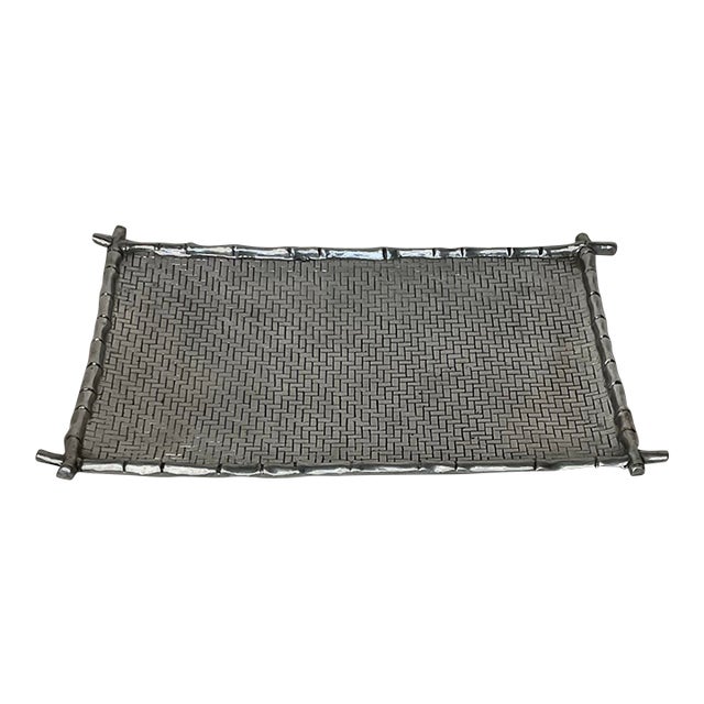 Mariposa Aluminum Bamboo Oversized Serving Platter, Hecho en Mexico, Circa 1980s For Sale