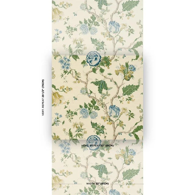 Printed on textured wallpaper, this midscale tree of life pattern authentically reproduces a late 19th-century original....