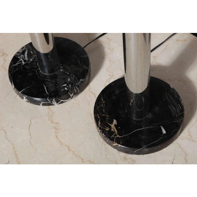 1950s Nessen Studios Chrome & Portoro Marble Tall "Skyscraper" Table Lamps - a Pair For Sale - Image 6 of 10