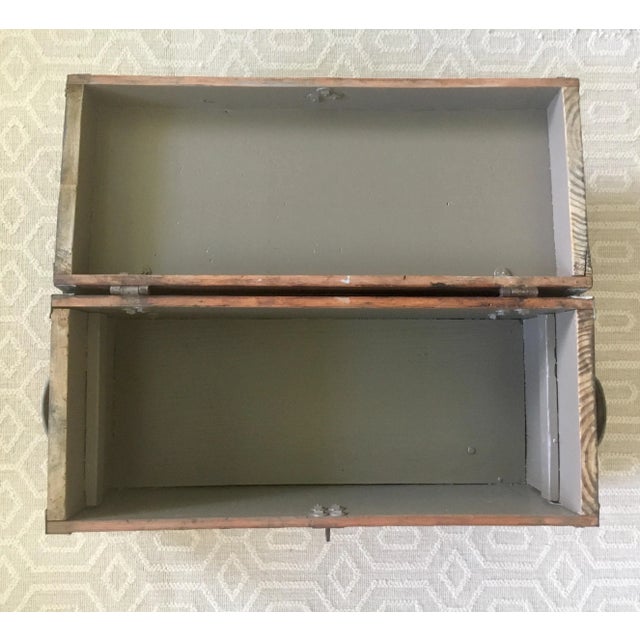 Wood 20th Century Painted Folk Art Style Carpenters Box Chest For Sale - Image 7 of 13