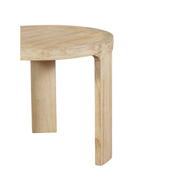 Modern Eclipse Outdoor Solid Teak Wood Natural Look End Table For Sale - Image 3 of 8