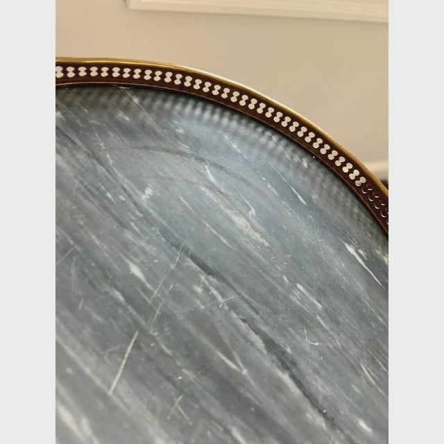 Wood French Louis XVI Style Marble Top Bouillotte Table For Sale - Image 7 of 10