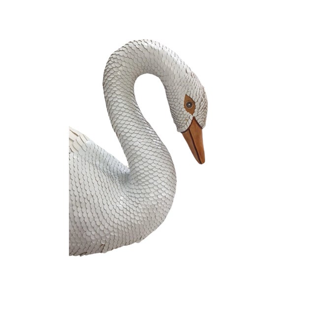 Boho Chic Vintage Late 20th Century Leather Swan Sculpture by Frederico For Sale - Image 3 of 5
