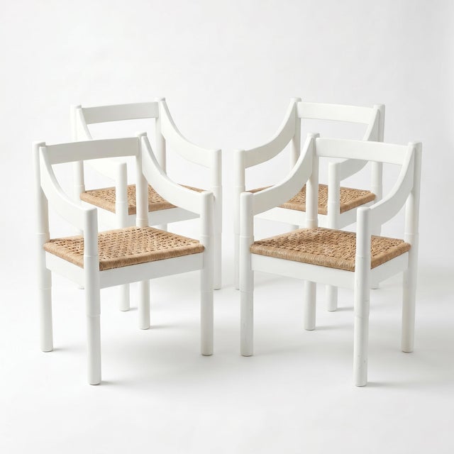 Vintage Carimate Armchairs by Vico Magistretti for Cassina, 1960s, Set of 4 For Sale - Image 12 of 12