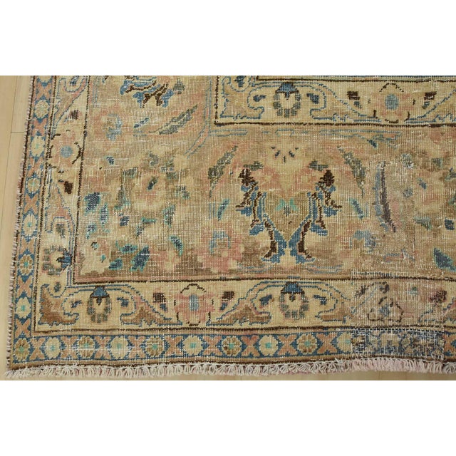 Tabriz Rug 7’11” X 10’8” Pink Wool Vintage Distressed Hand-Knotted Carpet For Sale - Image 11 of 14