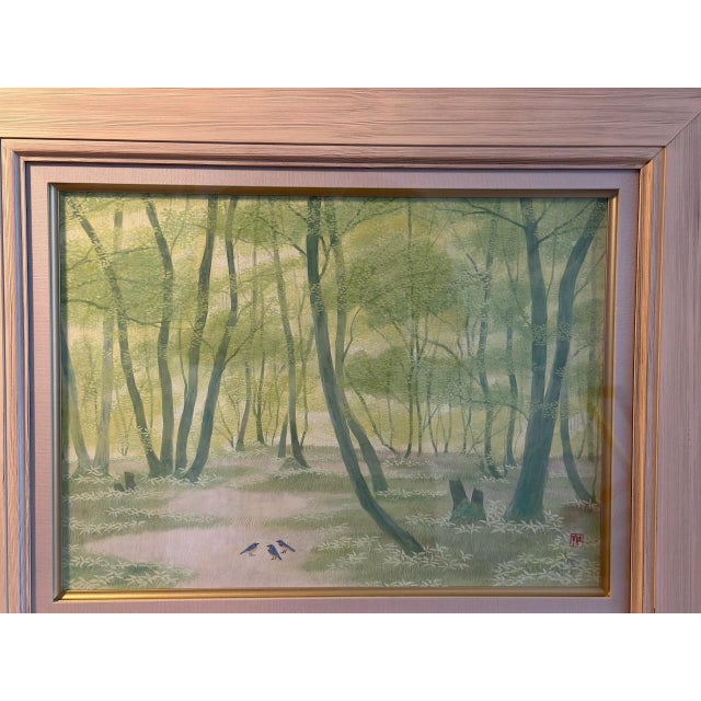 Oringinal paiting from Kyoto's famous artist Keiko Inokuma. Size 8P, Title: Sunlight in a forest Clear and complete...