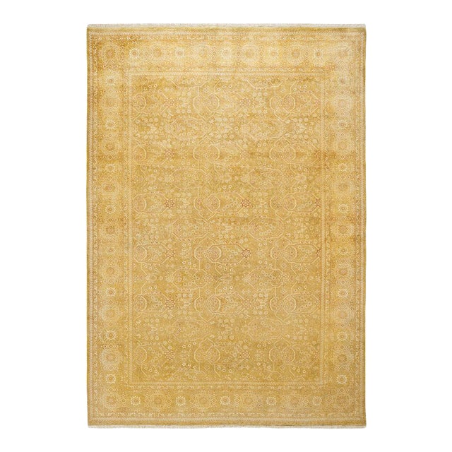 Mogul Collection Hand-Knotted Area Rug - Green 6' 1" x 8' 8" For Sale