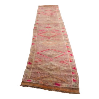 1950s Handknotted Oushak Hallway Runner For Sale