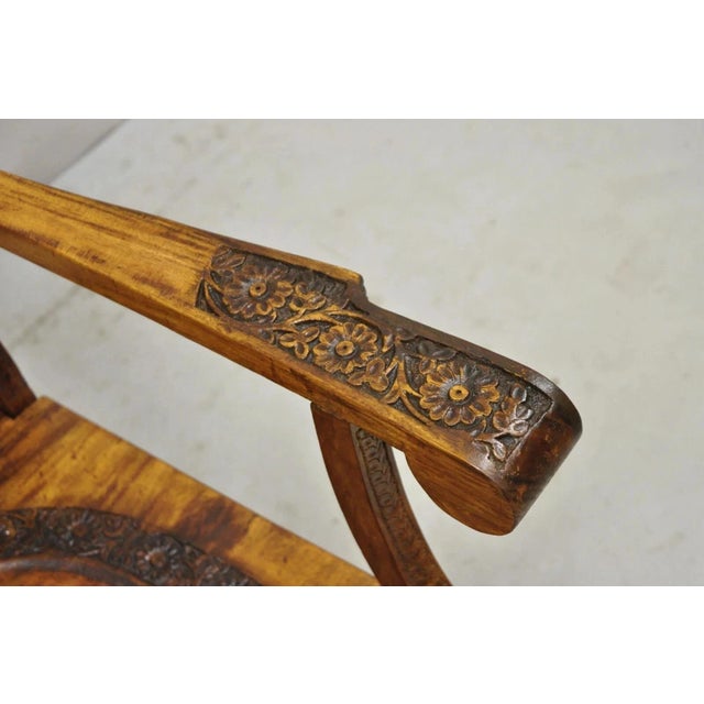 Vintage Anglo Indian Carved Teak Wood Rocking Chair Rocker For Sale In Philadelphia - Image 6 of 12