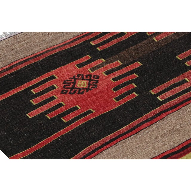 Vintage Mid-Century Sivas Red and Brown Wool Kilim Rug With Mint, Pink, and Blue Accents For Sale In New York - Image 6 of 7