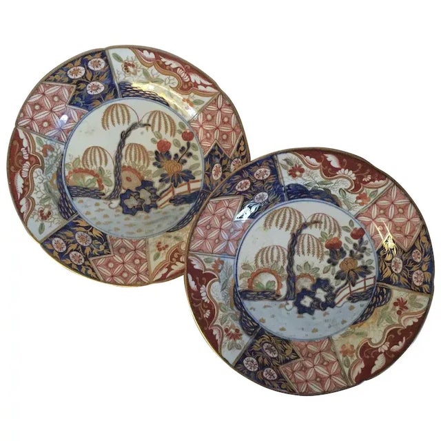 Ceramic 1805 Coalport Porcelain Imari Plates in Rock & Tree Pattern - A Pair For Sale - Image 7 of 7
