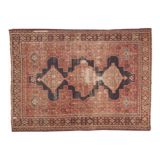 Vintage Distressed Senneh Rug - 4'3" x 5'10" For Sale