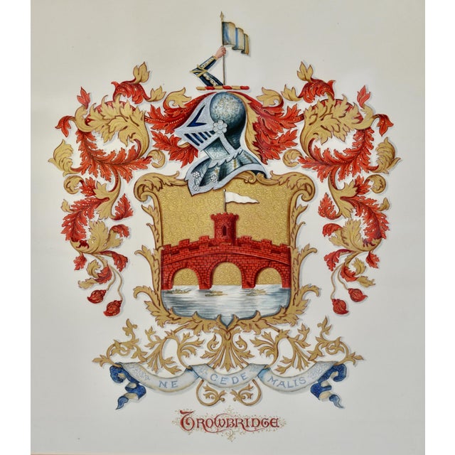 Vintage Pair Framed Prints Coat of Arm Ornate Gold Gilt For Sale - Image 13 of 18