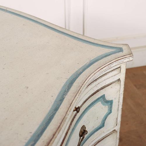 White English Serpentine Front Commode For Sale - Image 8 of 11