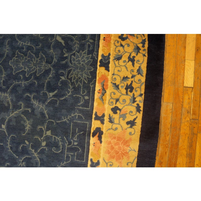 Impressive Blue & Delicate Tone-on-Tone Allover-Floral Design Antique Chinese Peking Rug For Sale In New York - Image 6 of 10