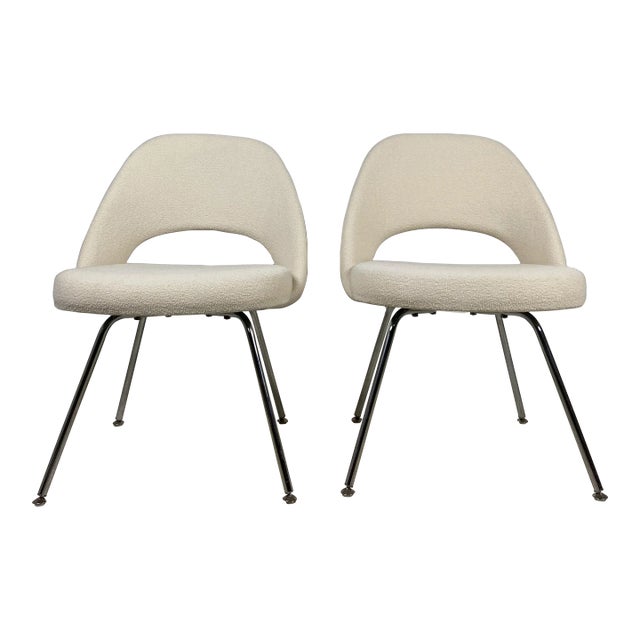 Pair of Saarinen Executive Chairs With New Upholstery and Chrome Legs For Sale