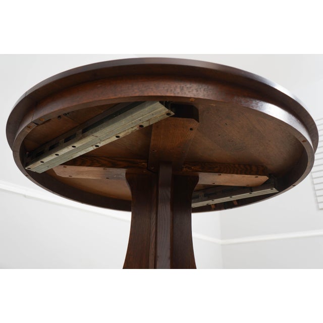 Stickley Mission Oak Round Dining Table For Sale - Image 9 of 18