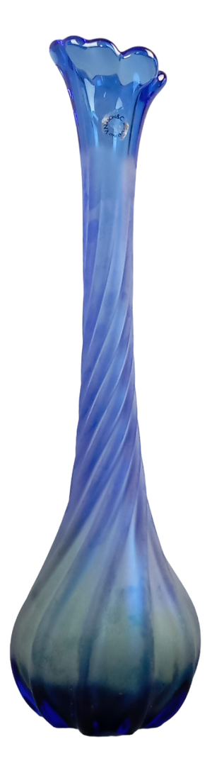 Blue Satin Woven Murano Glass Vase from V. Nason & C., 1960s
