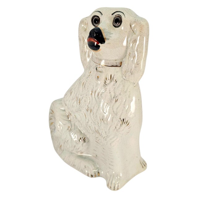 Circa 1870-1890 Victorian Staffordshire Glass-Eye Spaniel Mantel Dogs, Pair For Sale - Image 13 of 15