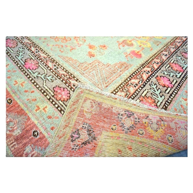 Antique Turkish Khotan Wool 6X12 Green, Orange & Blue Handmade Gallery Rug #9902946 For Sale - Image 18 of 18