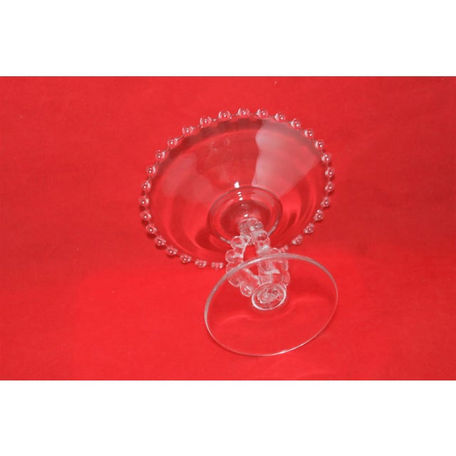 Glass 1930s Imperial Glass Candlewick Pattern Clear Crystal Tri Stem Compote Serving Dish For Sale - Image 7 of 10