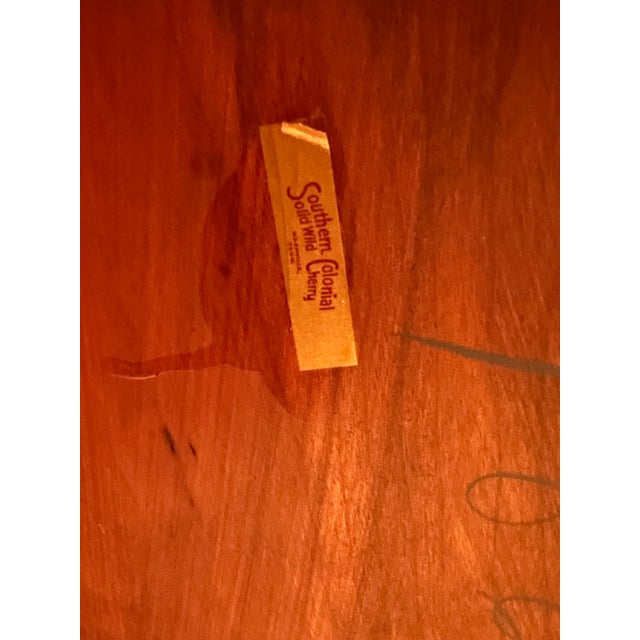 Southern Colonial Furniture Solid Wild Cherry Early American Non-Identical Set of 2 Side Tables For Sale - Image 11 of 12