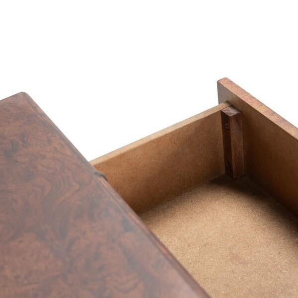 Not Yet Made - Made To Order Tudor 2 Drawer 1 Shelf Console Table - Dark Brown/Gold For Sale - Image 5 of 11