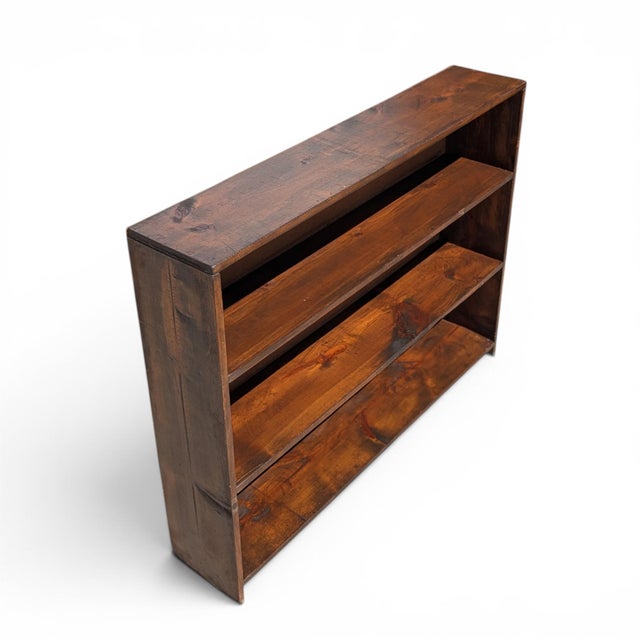 Vintage Primitive Rustic Low Wood Bookcase No. 57a For Sale - Image 11 of 18