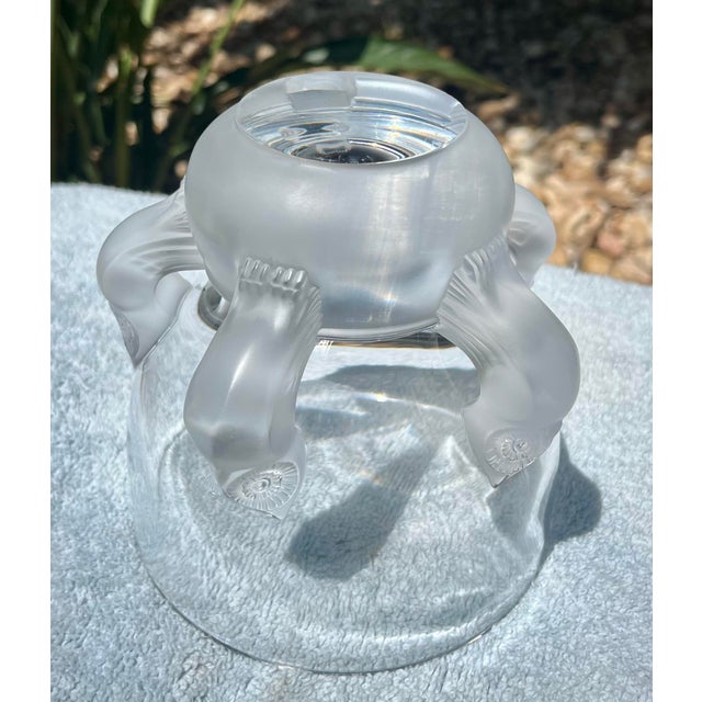 Mid 20th Century Mid 20th Century Lalique Hiboux (France) Crystal Owl Vase For Sale - Image 5 of 7