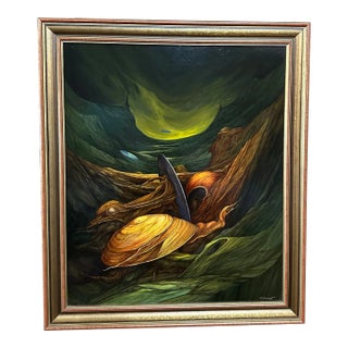 Jan Sumiga (1944-2005) Polish Surrealist Oil on Canvas For Sale