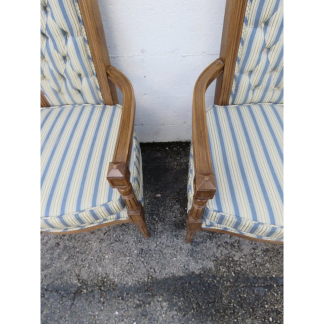 French Tall Side Livingroom Fireplace Accent Chairs a Pair 6106 For Sale - Image 9 of 17