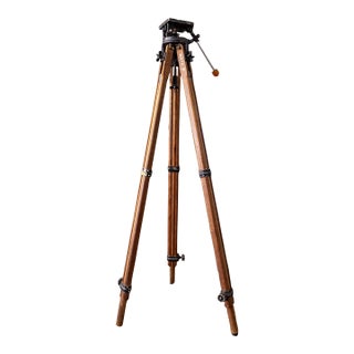 Industrial Ries Jr Model Photoplane Tilt Head Wooden Tripod For Sale