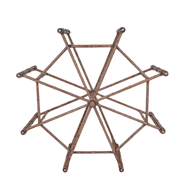 McGuire Vintage McGuire Octagonal Bamboo Dining Table With Frosted Glass Top For Sale - Image 4 of 4