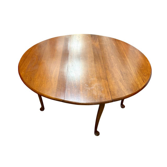 Vintage Queen Anne-Style Mahogany Drop-Leaf Console & Dining Table, C. 1940 For Sale - Image 10 of 10