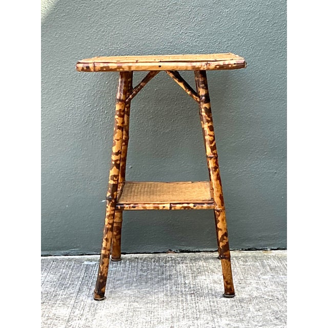 Vintage Tortoise Bamboo Side Table For Sale - Image 4 of 12