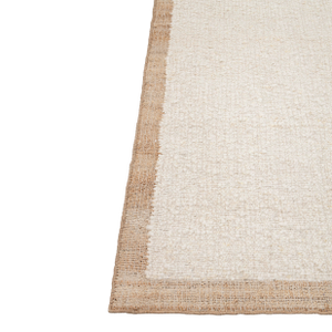 Natural Wool Jute Ivory Solid Premium Quality Boho Style Rug 2.6x6Ft.