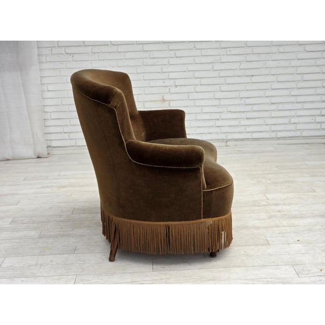 Danish 2-Seater Sofa in Green Furniture Velour, 1960s For Sale - Image 4 of 18